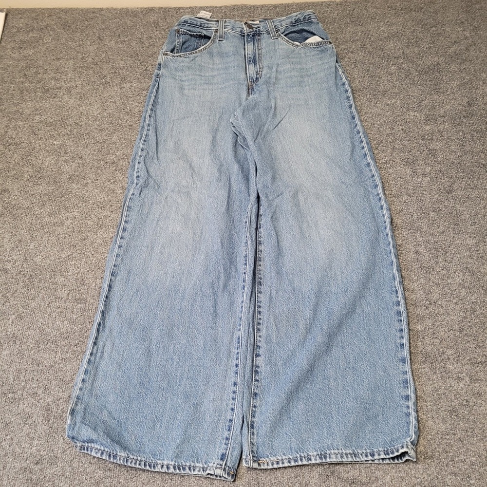 Levi's Cinch Baggy Jeans Womens Size 28 Blue Light Wash Wide Leg Relaxed Fit